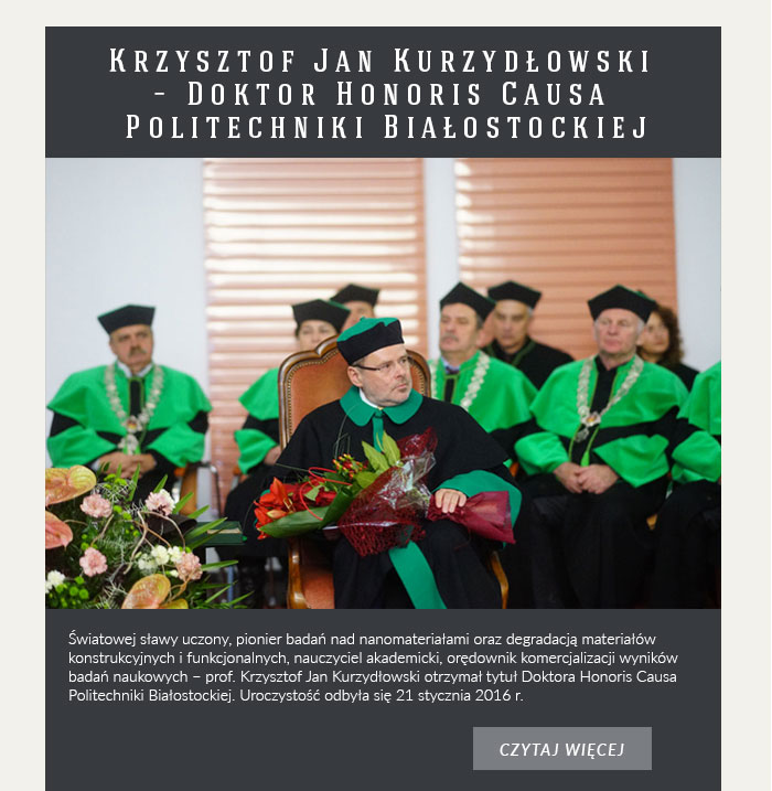 Krzysztof Jan Kurzydłowski – Doktor Honoris Causa Politechniki Białostockiej